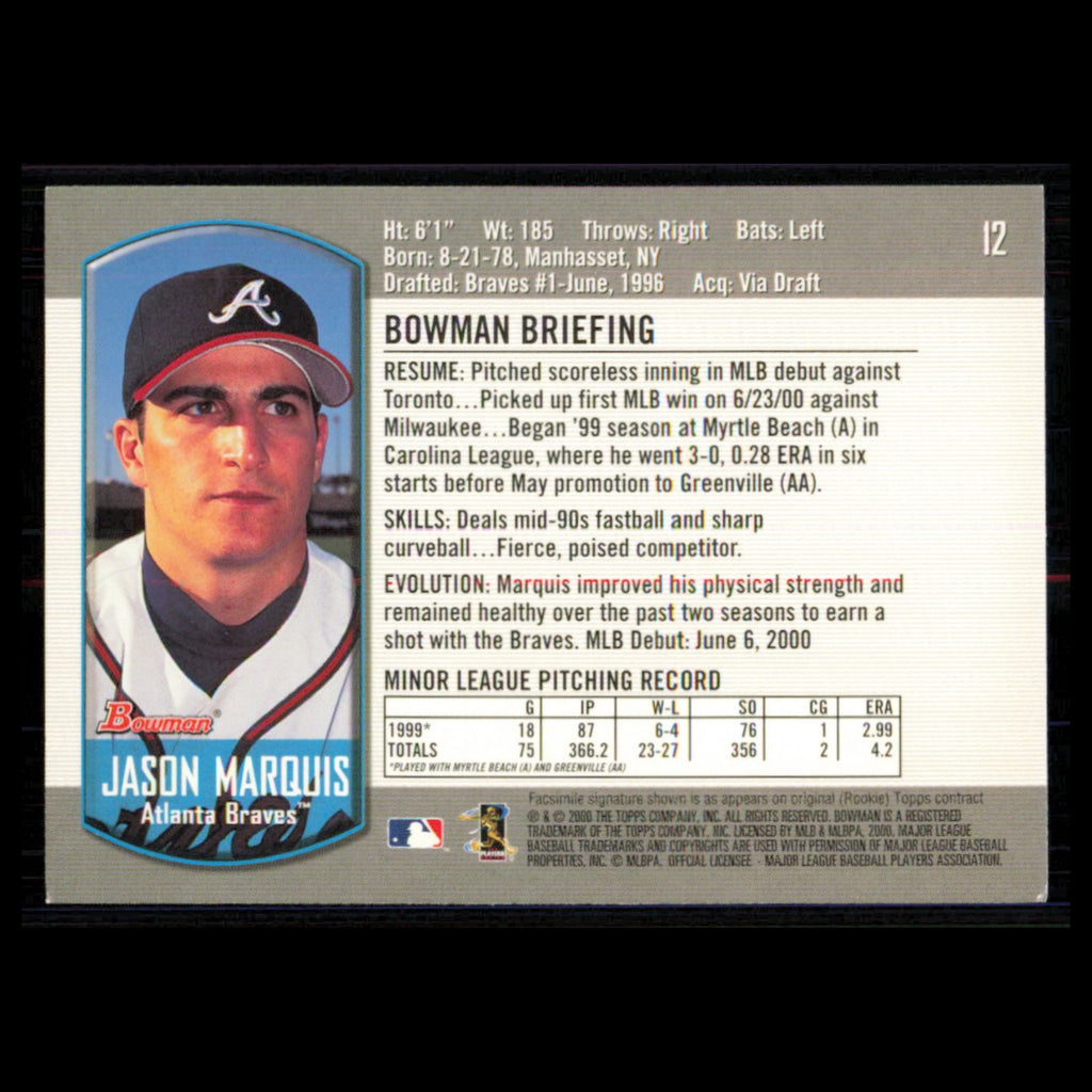 Jason Marquis #12 2000 Bowman Draft Picks - Prospects Atlanta Braves Baseball NM