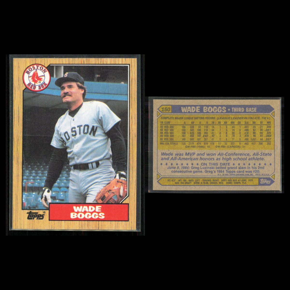 Wade Boggs Lot 5 Baseball Cards 1990 Topps Boston Red Sox Set Collection MLB NM