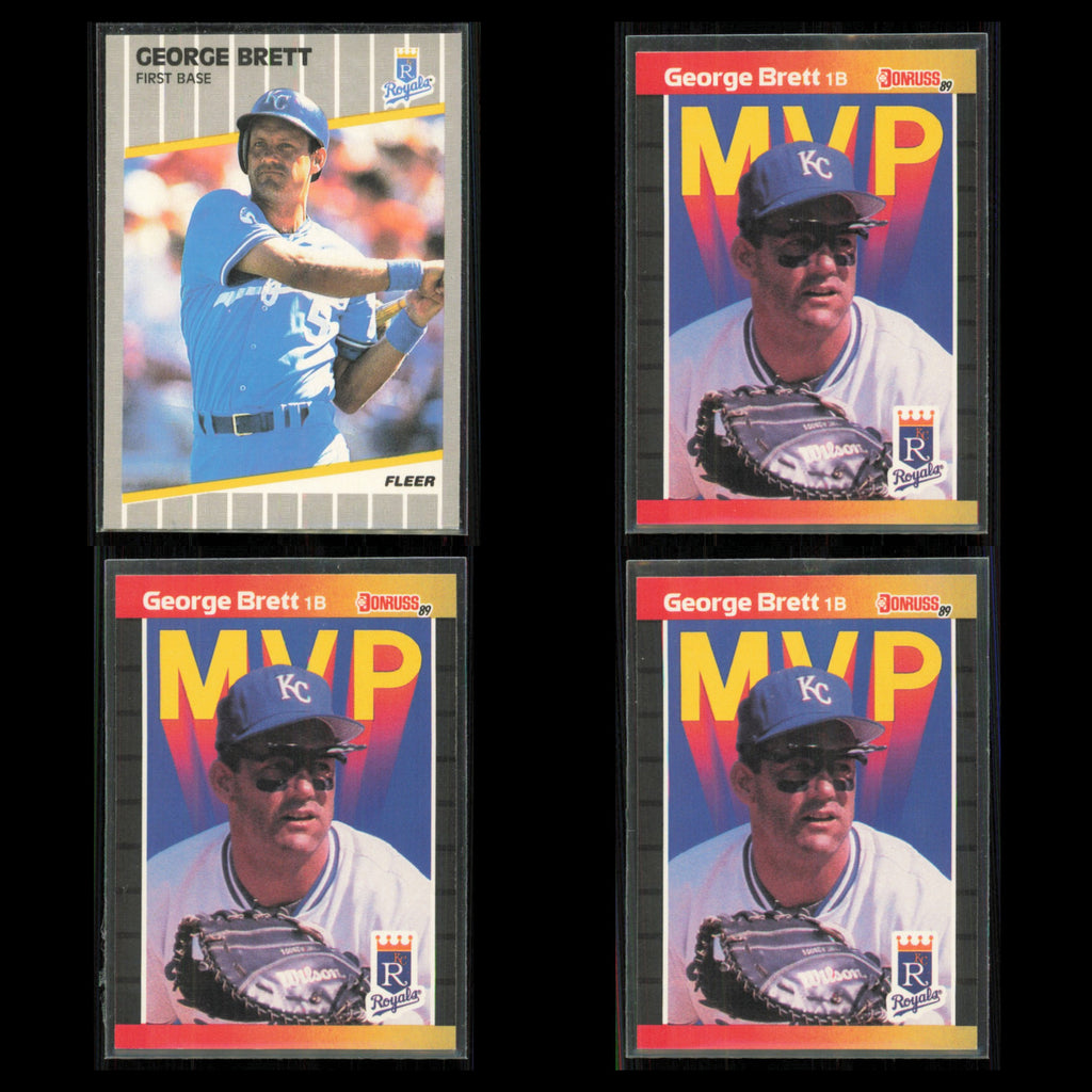 George Brett Lot 4 Baseball Cards 1989 Fleer Kansas City Royals Set Collection