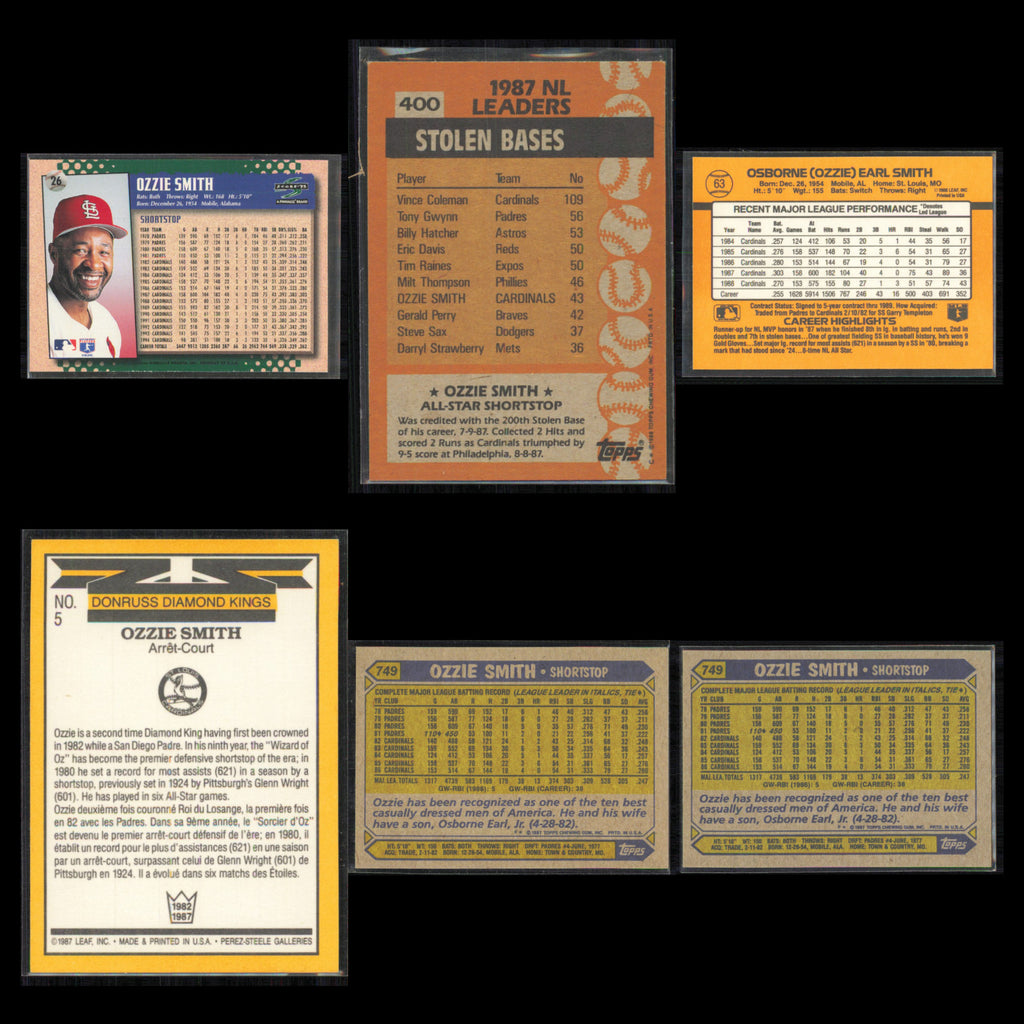 Ozzie Smith Lot 6 Baseball Cards 1995 Score St. Louis Cardinals Set Collection