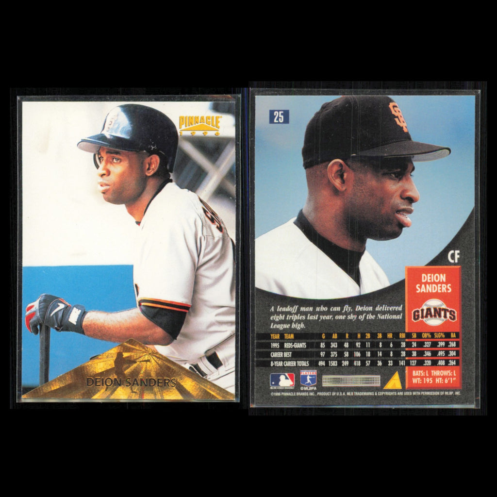 Deion Sanders Lot 6 Baseball Cards 1996 Pinnacle San Francisco Giants Set MLB NM