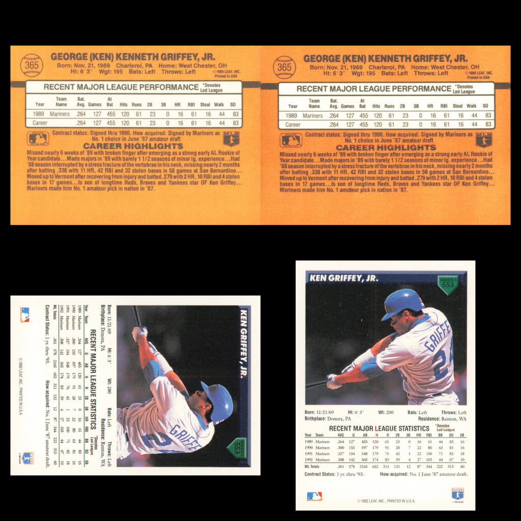 Ken Griffey Jr. Lot 4 Baseball Cards 1990 Donruss Seattle Mariners Set MLB NM