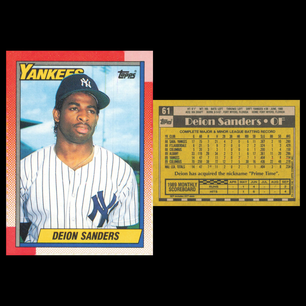 Deion Sanders Lot 6 Baseball Cards 1990 Topps New York Yankees Set Collection NM