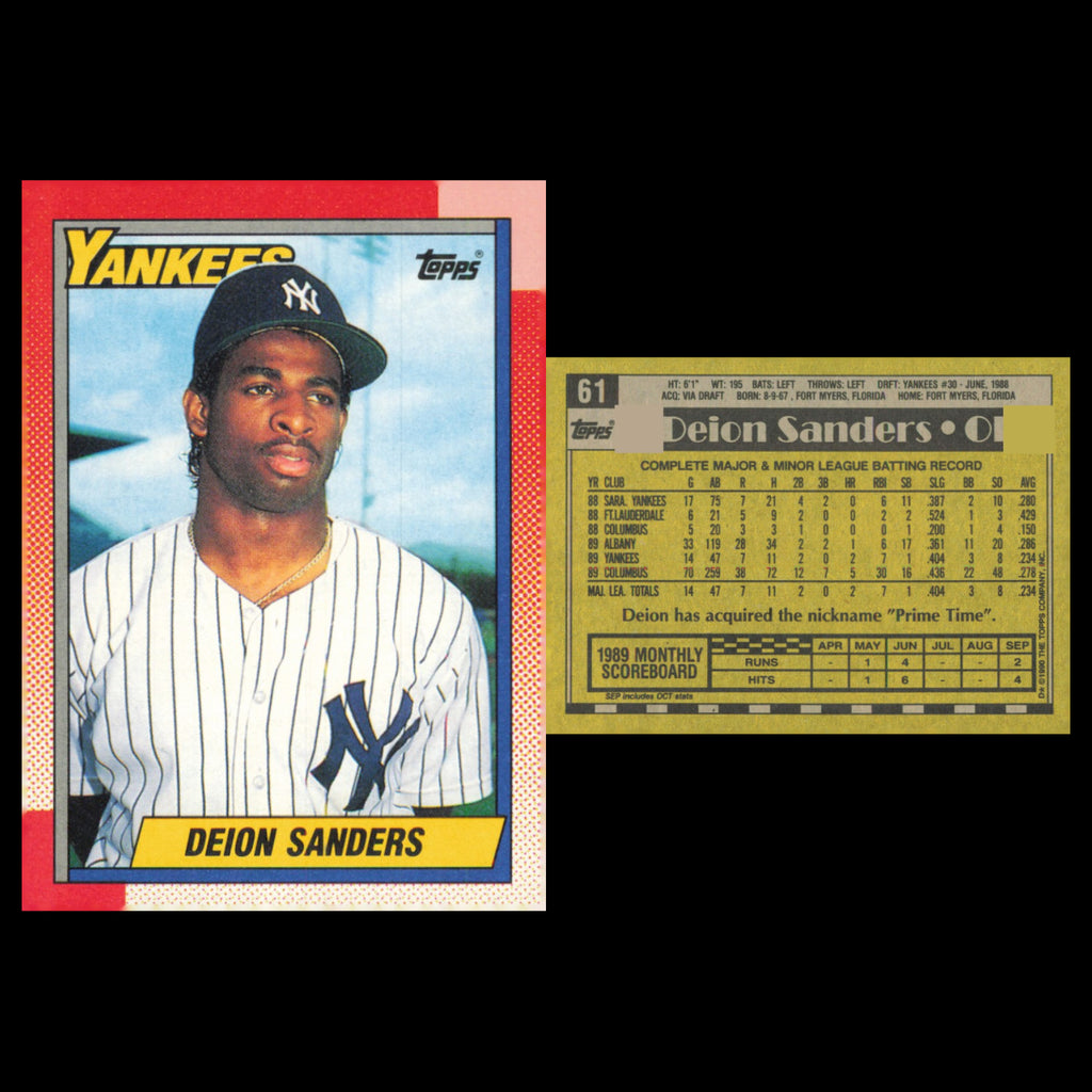Deion Sanders Lot 6 Baseball Cards 1990 Topps New York Yankees Set Collection NM