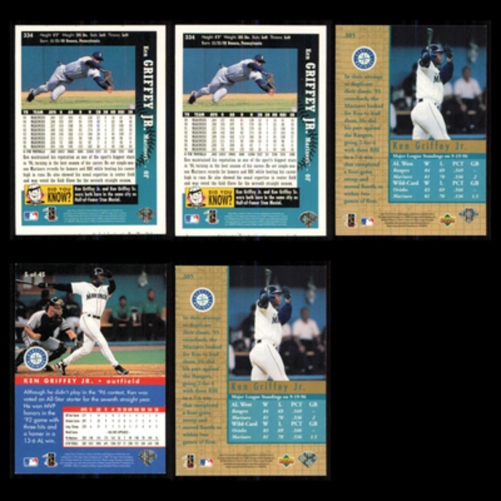 Ken Griffey Jr. Lot 5 Baseball Cards 1997 Collectors Choice Seattle Mariners Set