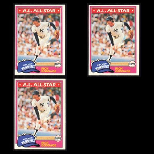 Rich Gossage Lot 3 Baseball Cards 1981 Topps New York Yankees Set Collection MLB