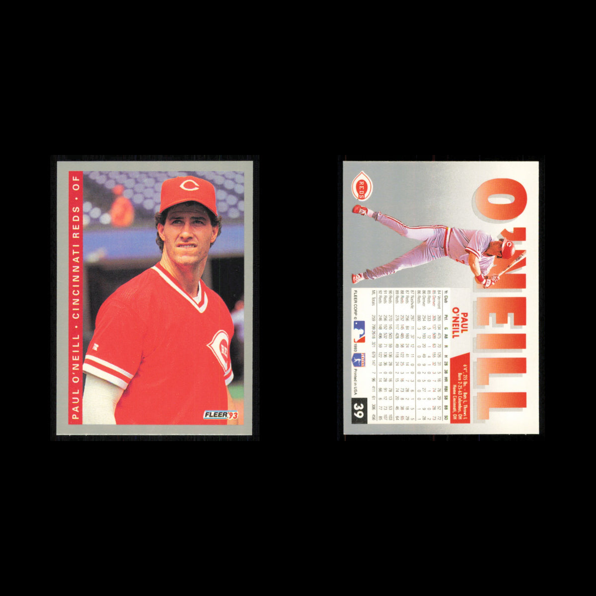 Paul ONeill #39 1993 Fleer Cincinnati Reds Baseball Card MLB NM