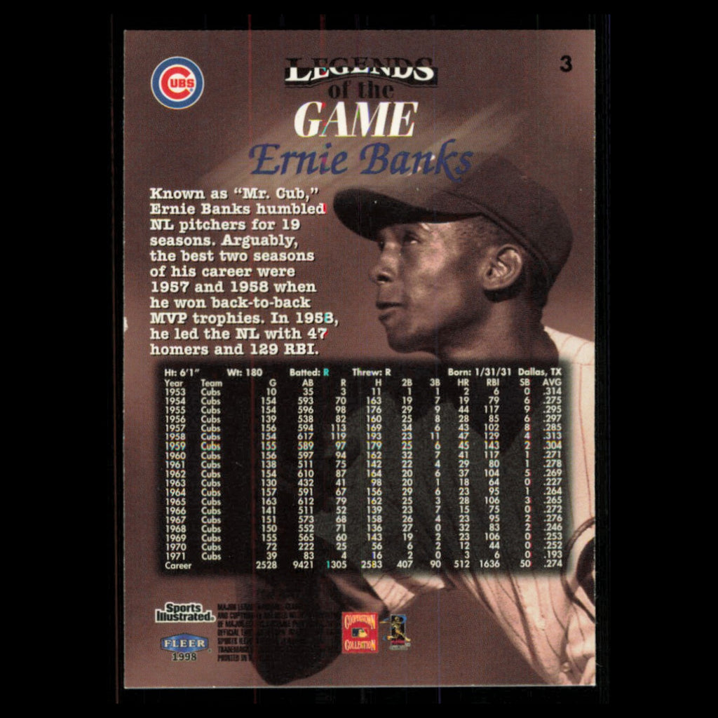 Ernie Banks #3 1998 Sports Illustrated Then and Now Chicago Cubs Baseball Card