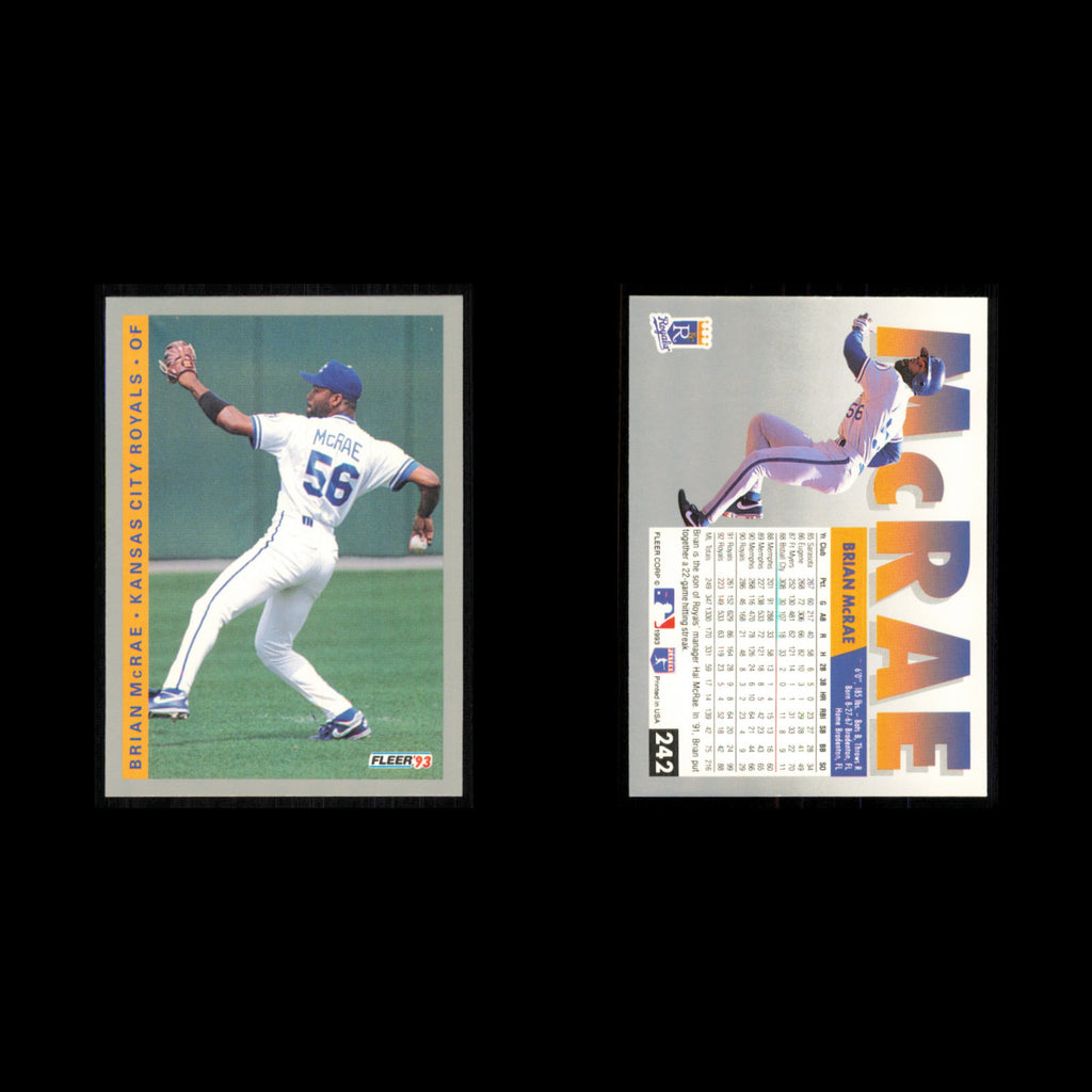 Brian McRae #242 1993 Fleer Kansas City Royals Baseball Card MLB NM