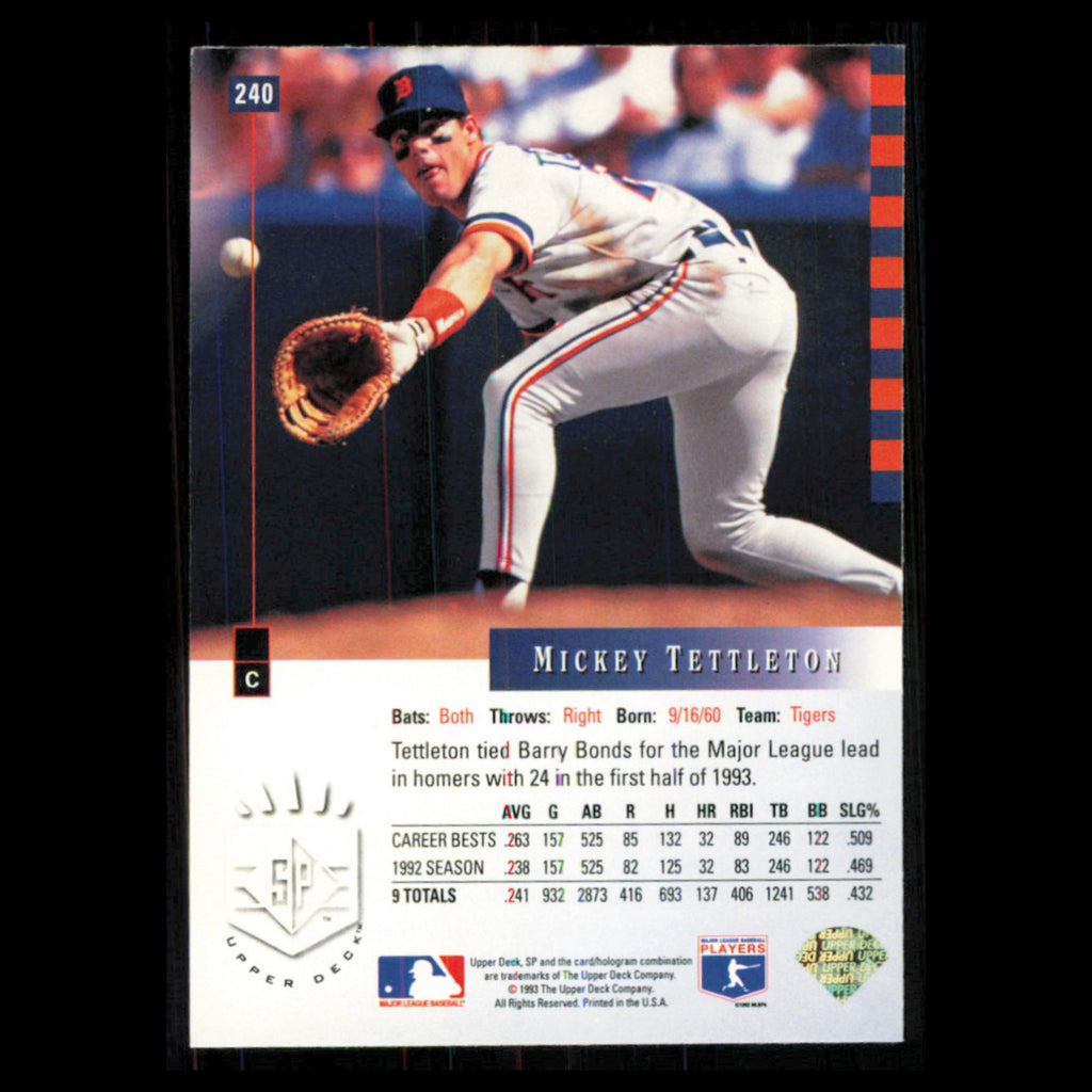 Mickey Tettleton #240 1993 SP Detroit Tigers Baseball Card MLB NM