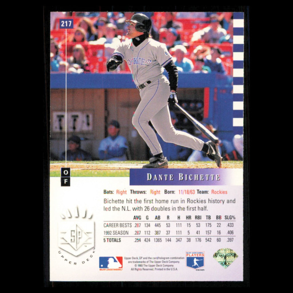 Dante Bichette #217 1993 SP Colorado Rockies Baseball Card MLB NM