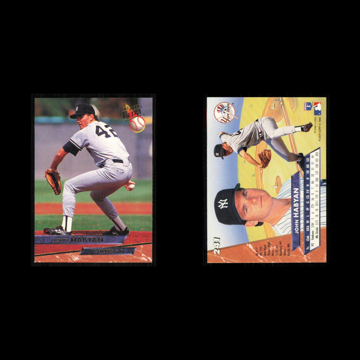 John Habyan #241 1993 Ultra New York Yankees Baseball Card MLB NM