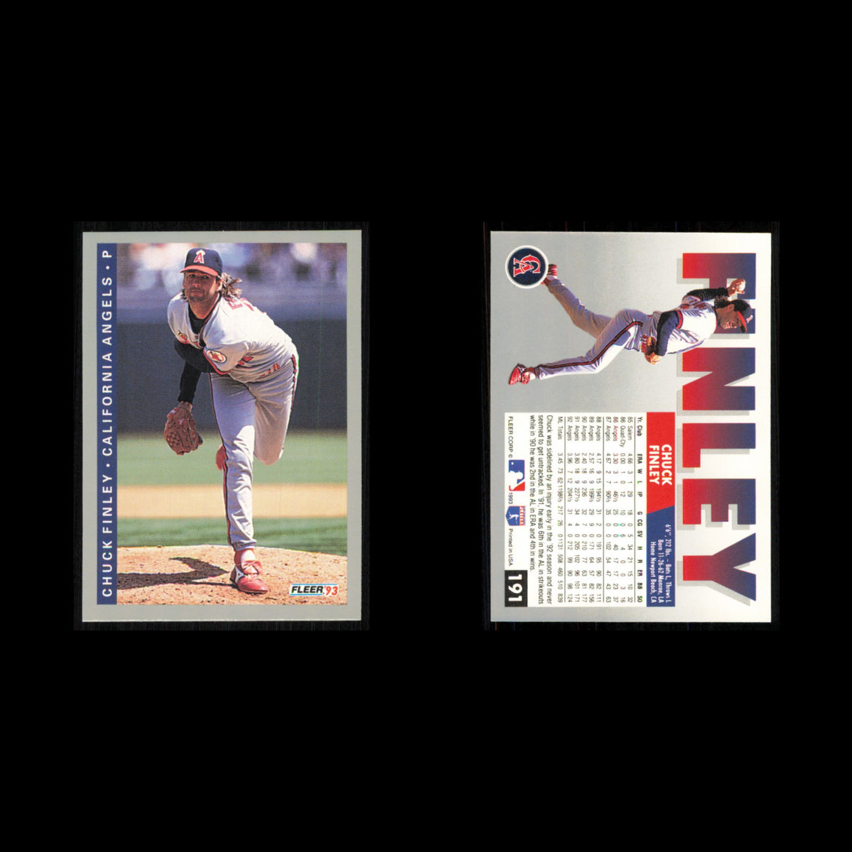 Chuck Finley #191 1993 Fleer California Angels Baseball Card MLB NM