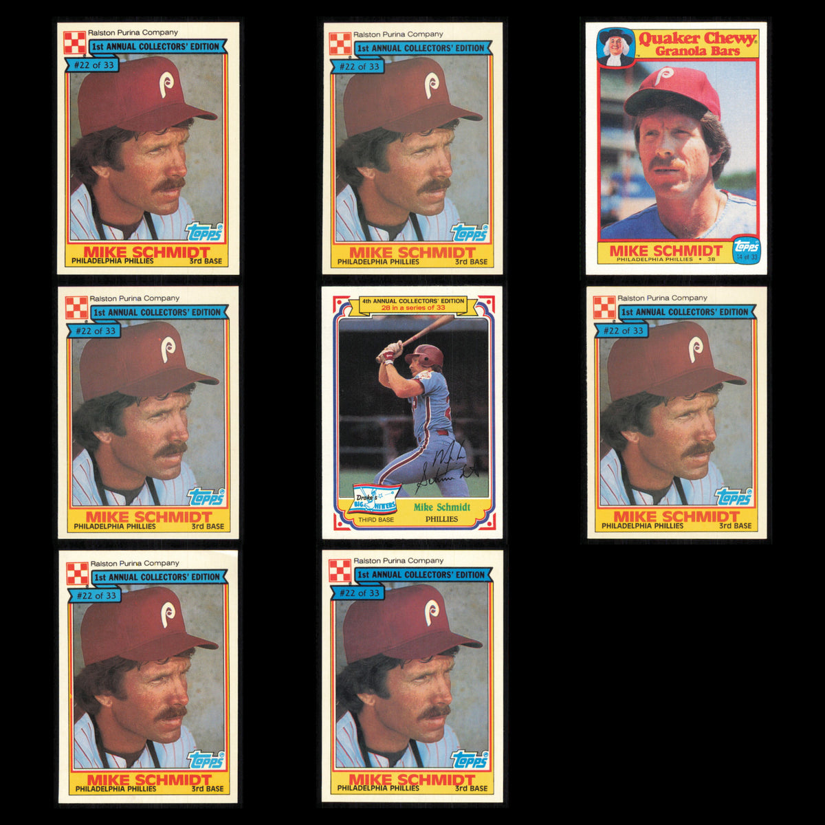 Mike Schmidt Lot 8 Baseball Cards 1984 Topps Ralston Purina Phillies Set MLB NM