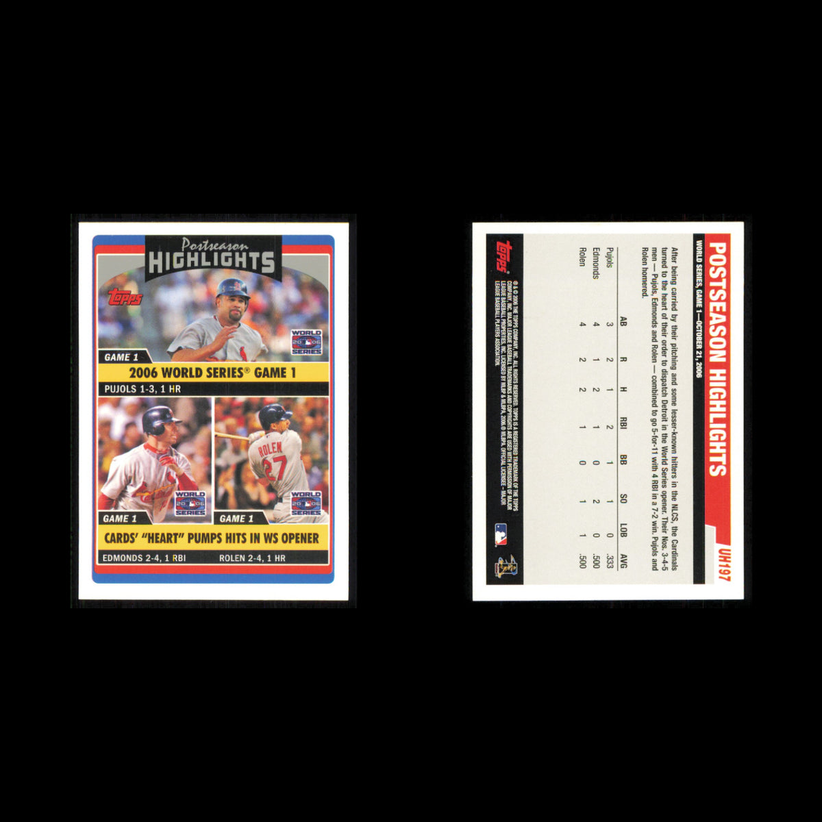 Albert Pujols/Jim Edmonds/Scott Rolen Lot 7 Baseball Cards 2006 Cardinals Set NM