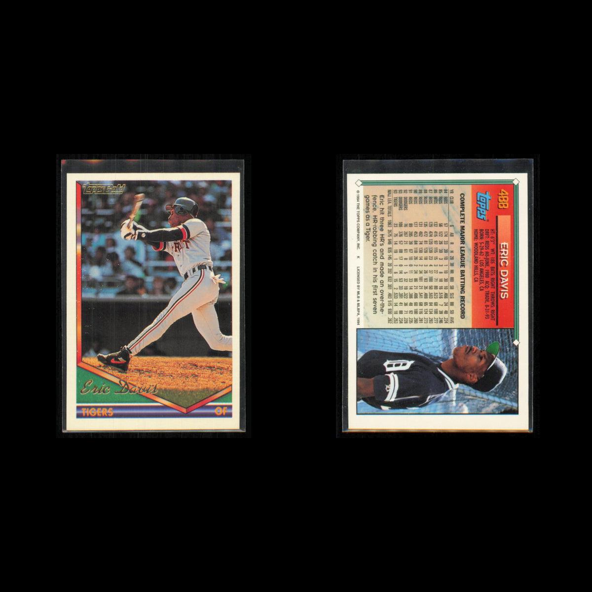 Eric Davis Lot 7 Baseball Cards 1994 Upper Deck Detroit Tigers Set Collection NM