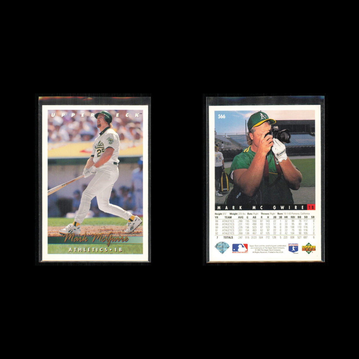 Mark McGwire Lot 7 Baseball Cards 1989 Donruss Oakland Athletics Set Collection
