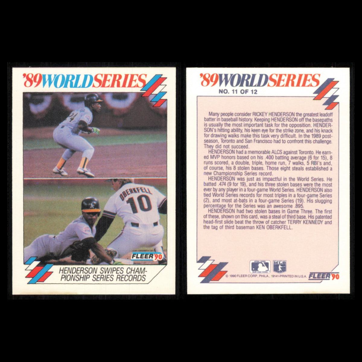 Rickey Henderson Lot 6 Baseball Cards 1989 Fleer New York Yankees Set Collection