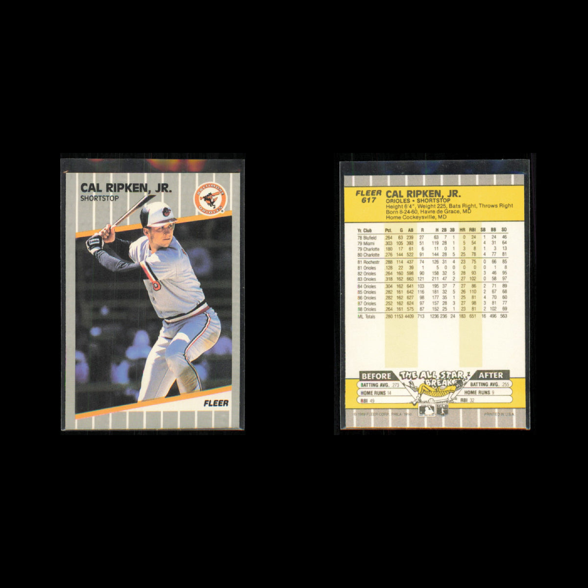 Cal Ripken Jr. Lot 13 Baseball Cards 1989 Fleer Baltimore Orioles Set Collection