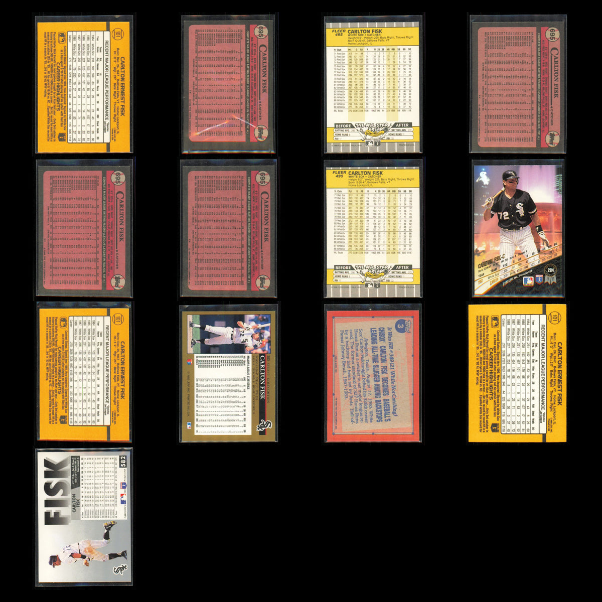 Carlton Fisk Lot 13 Baseball Cards 1989 Donruss Chicago White Sox Set Collection