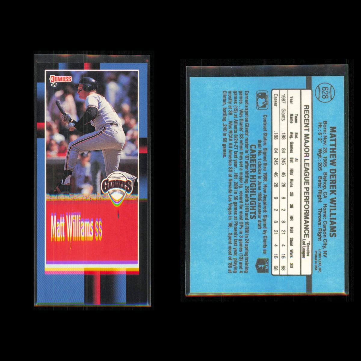 Matt Williams Rookie Lot 6 Baseball Cards 1988 Topps San Francisco Giants Set NM