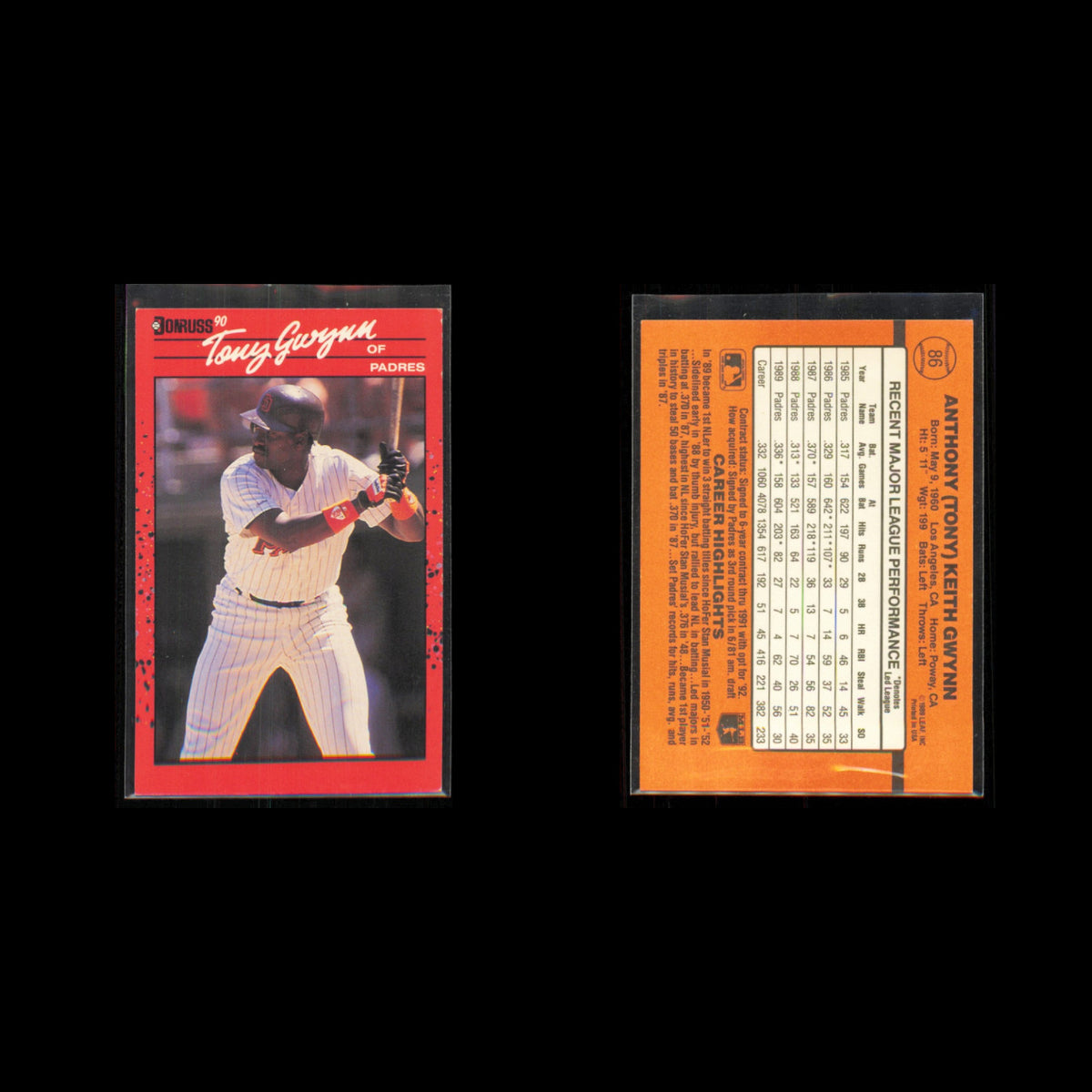Tony Gwynn Lot 7 Baseball Cards 1988 Score San Diego Padres Set Collection MLB