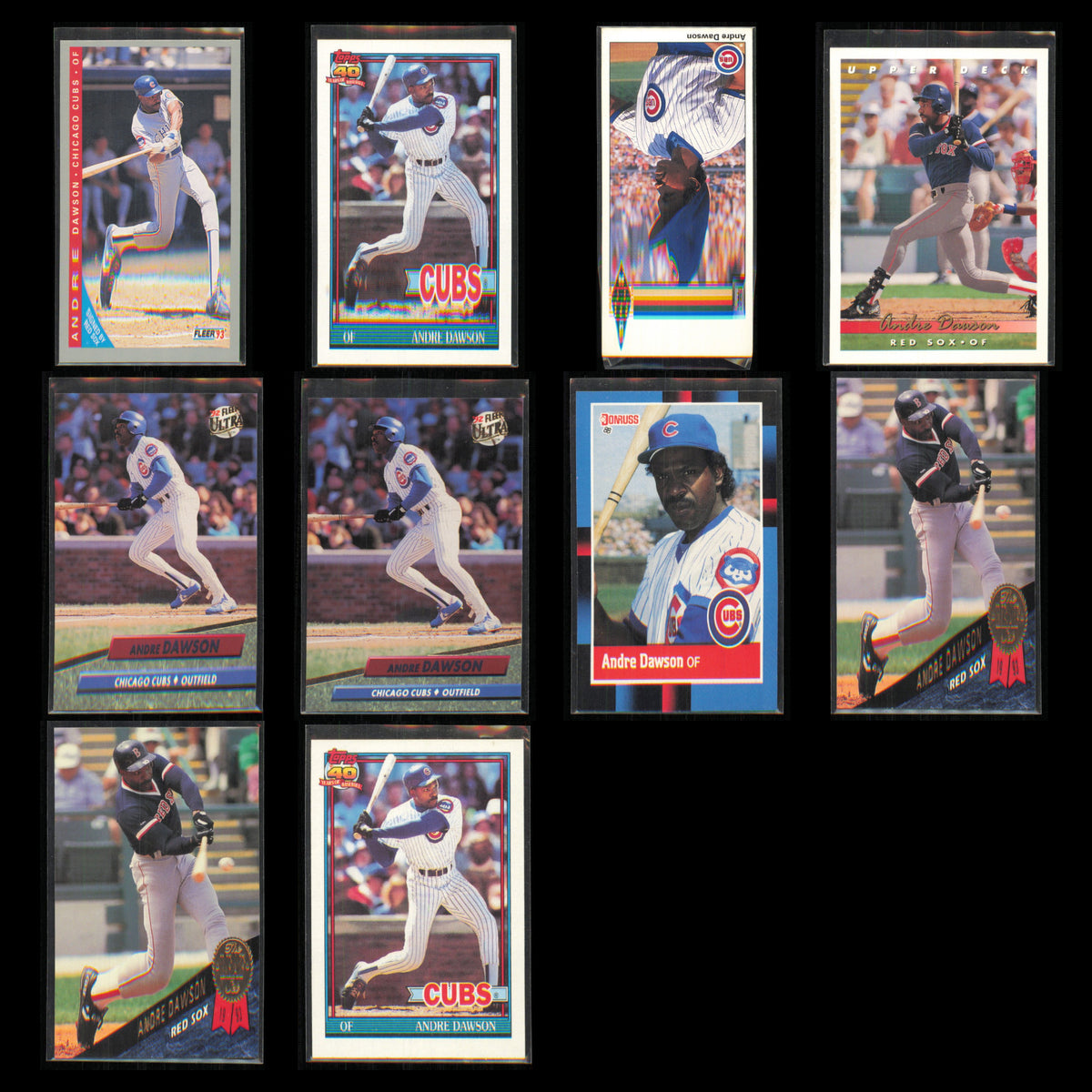 Andre Dawson Lot 10 Baseball Cards 1993 Fleer Chicago Cubs Set Collection MLB NM