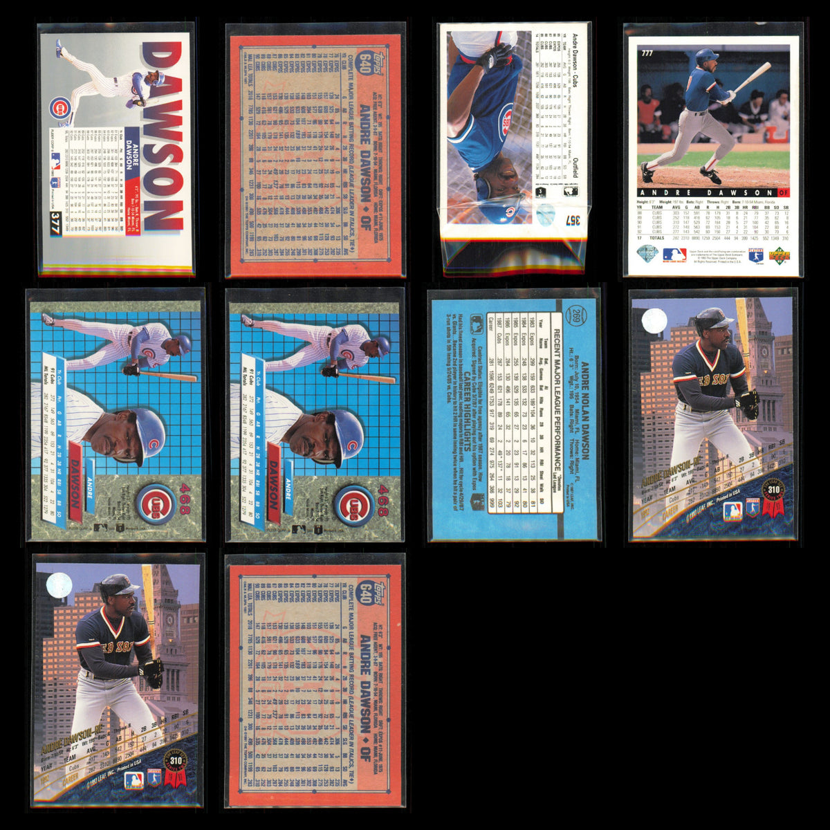 Andre Dawson Lot 10 Baseball Cards 1993 Fleer Chicago Cubs Set Collection MLB NM