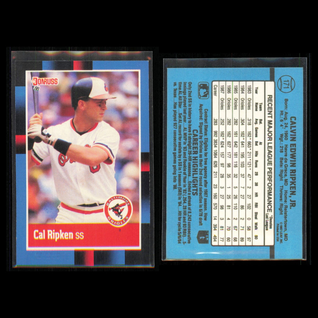 Cal Ripken Jr. Lot 6 Baseball Cards 1988 Donruss Baltimore Orioles Set MLB NM