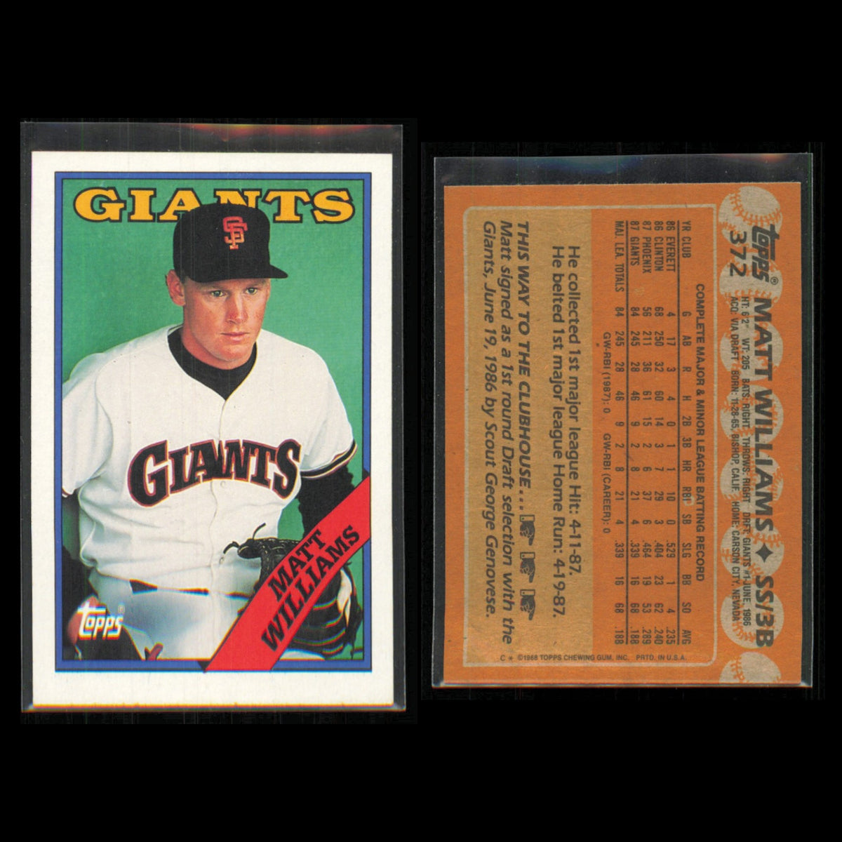Matt Williams Lot 6 Baseball Cards 1990 Fleer San Francisco Giants Set MLB NM