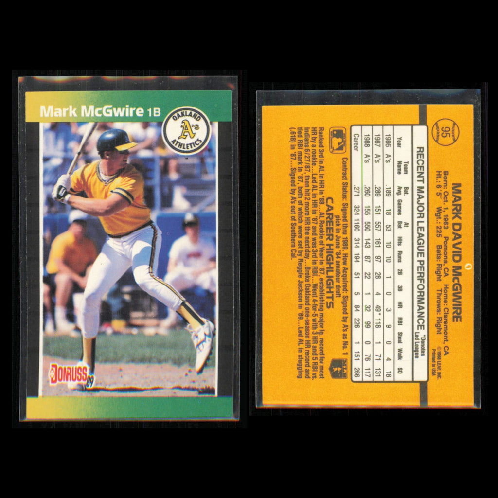 Mark McGwire Lot 5 Baseball Cards 1993 Fleer Oakland Athletics Set Collection NM