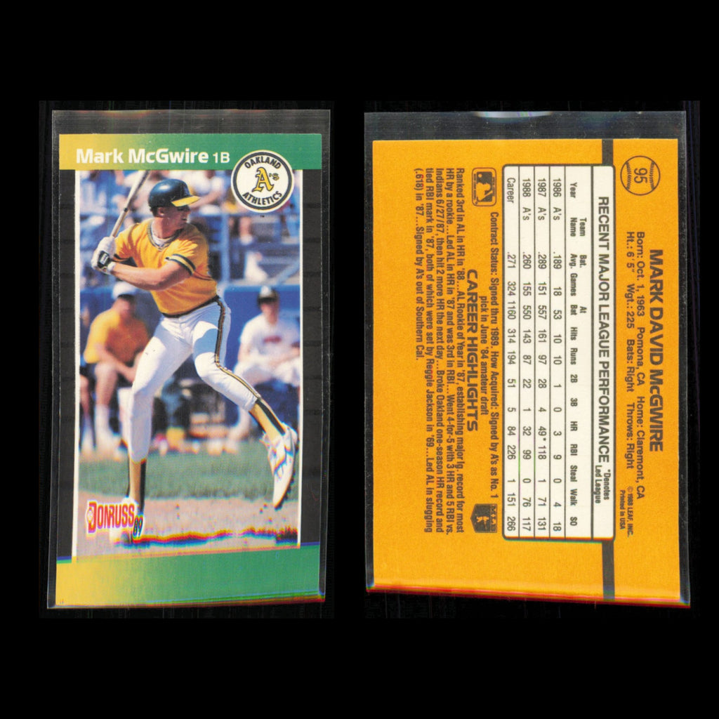 Mark McGwire Lot 5 Baseball Cards 1993 Fleer Oakland Athletics Set Collection NM