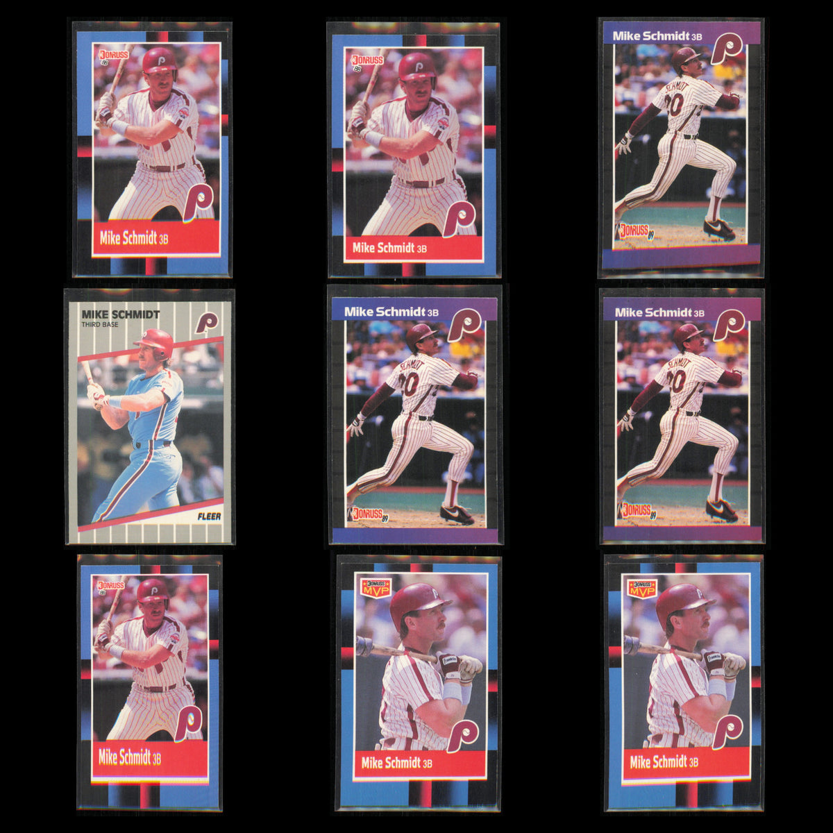 Mike Schmidt Lot 9 Baseball Cards 1988 Donruss Philadelphia Phillies Set MLB NM