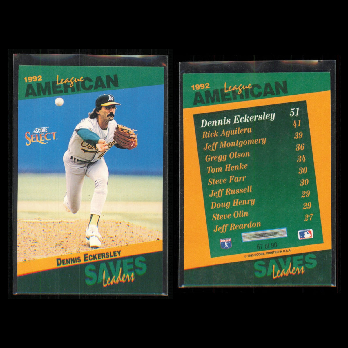 Dennis Eckersley Lot 6 Baseball Cards 1988 Oakland Athletics Set Collection MLB