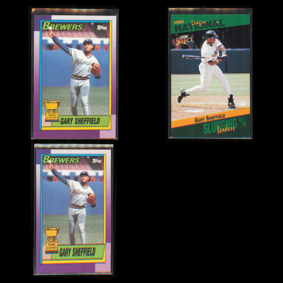 Gary Sheffield Lot 3 Baseball Cards 1990 Topps Milwaukee Brewers Set Collection