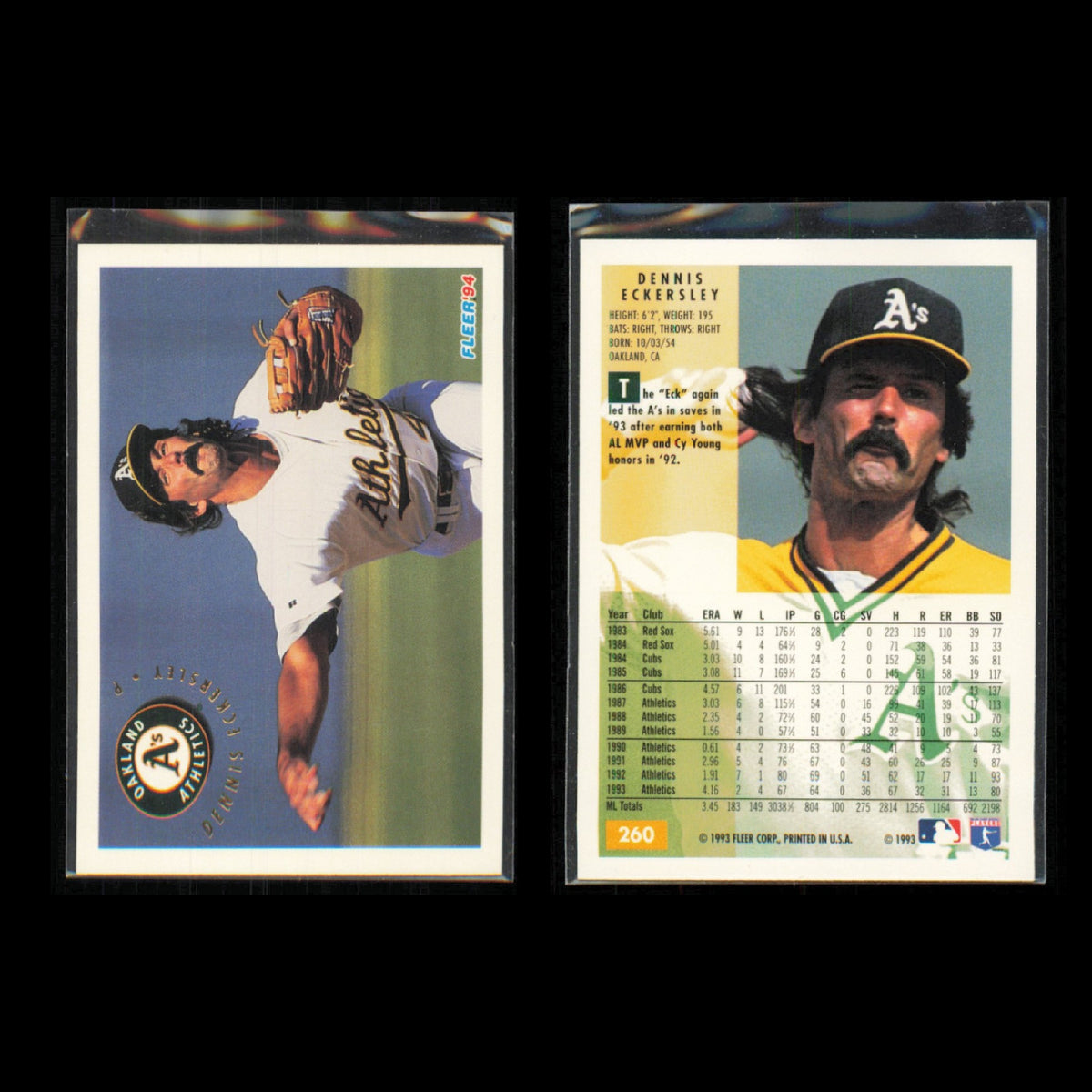 Dennis Eckersley Lot 12 Baseball Cards 1989 Fleer Oakland Athletics Set MLB NM