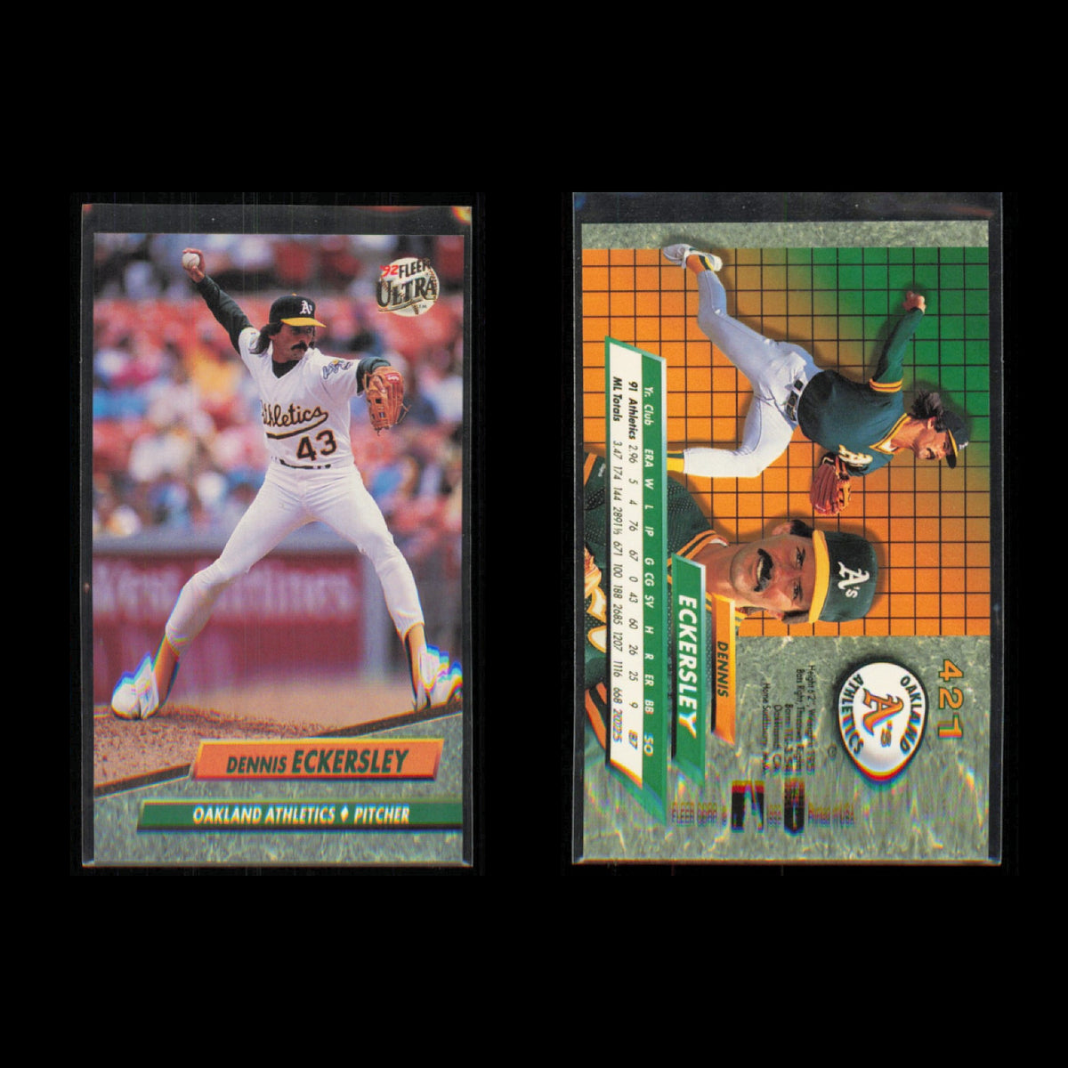 Dennis Eckersley Lot 12 Baseball Cards 1989 Fleer Oakland Athletics Set MLB NM