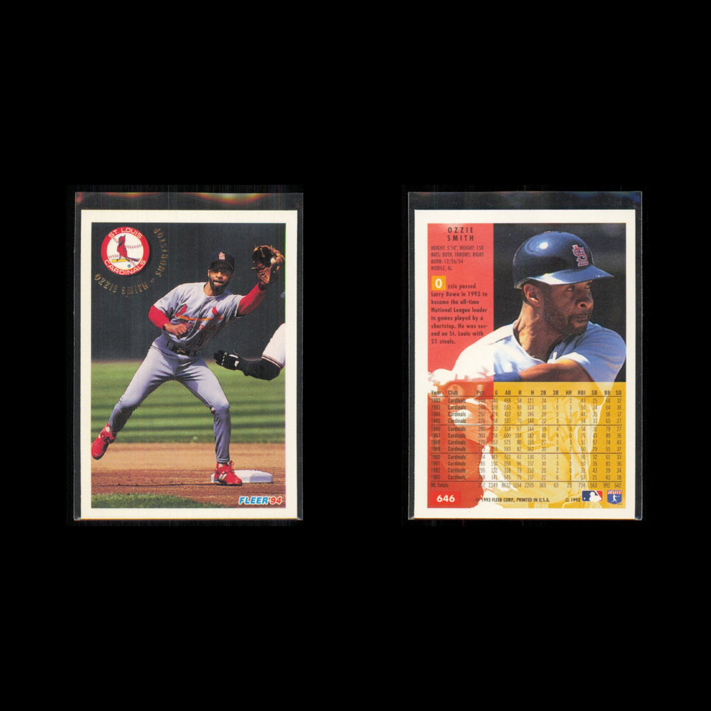 Ozzie Smith Lot 4 Baseball Cards 1994 Fleer St. Louis Cardinals Set Collection