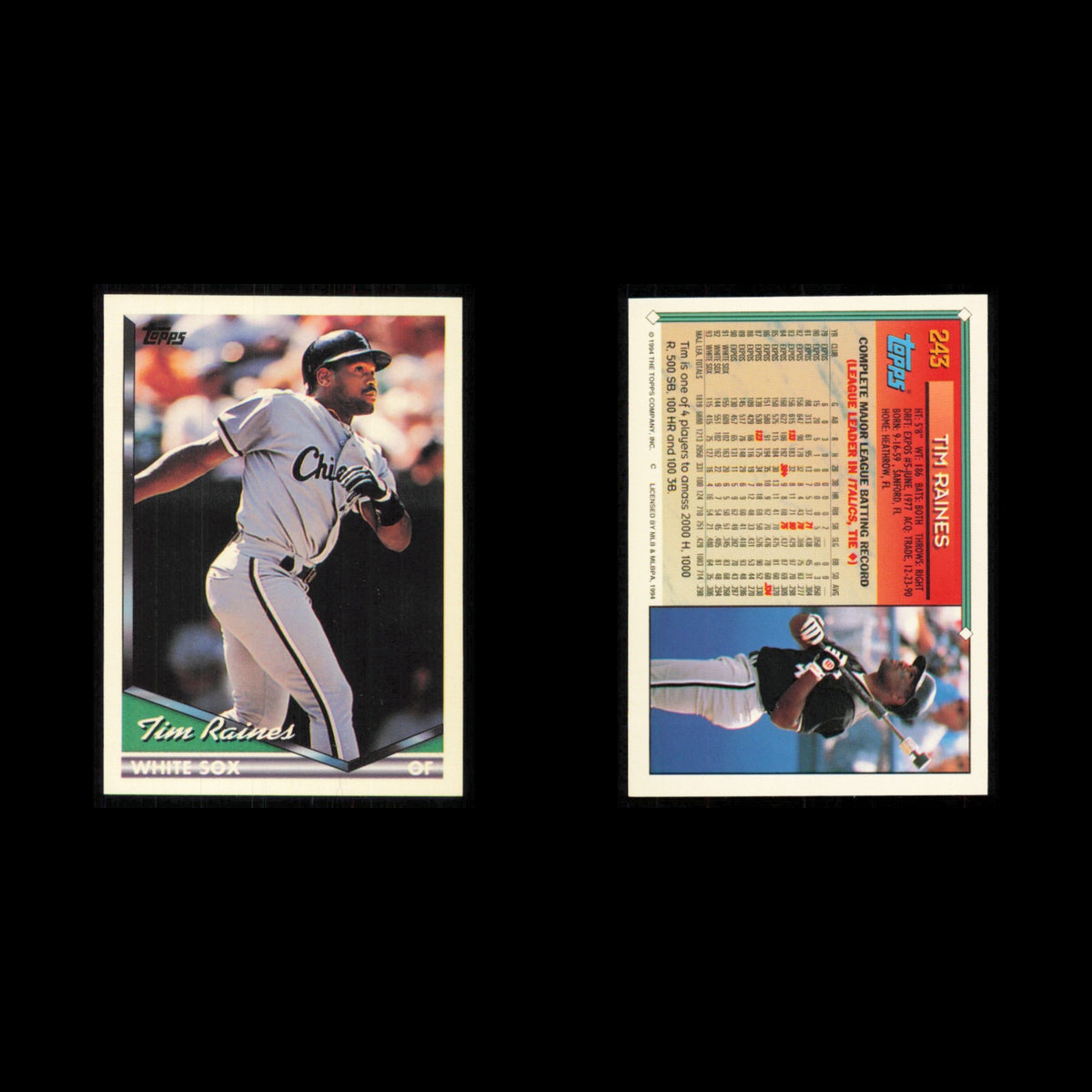 Tim Raines Lot 4 Baseball Cards 1986 Topps Montreal Expos Set Collection MLB NM