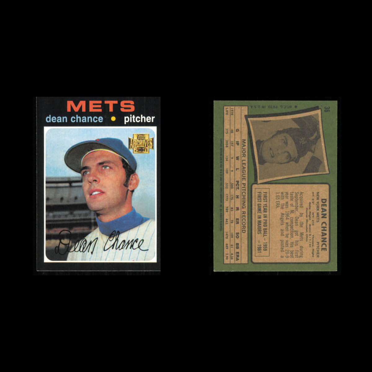 Dean Chance Lot 8 Baseball Cards 2001 Topps Archives New York Mets Set MLB NM