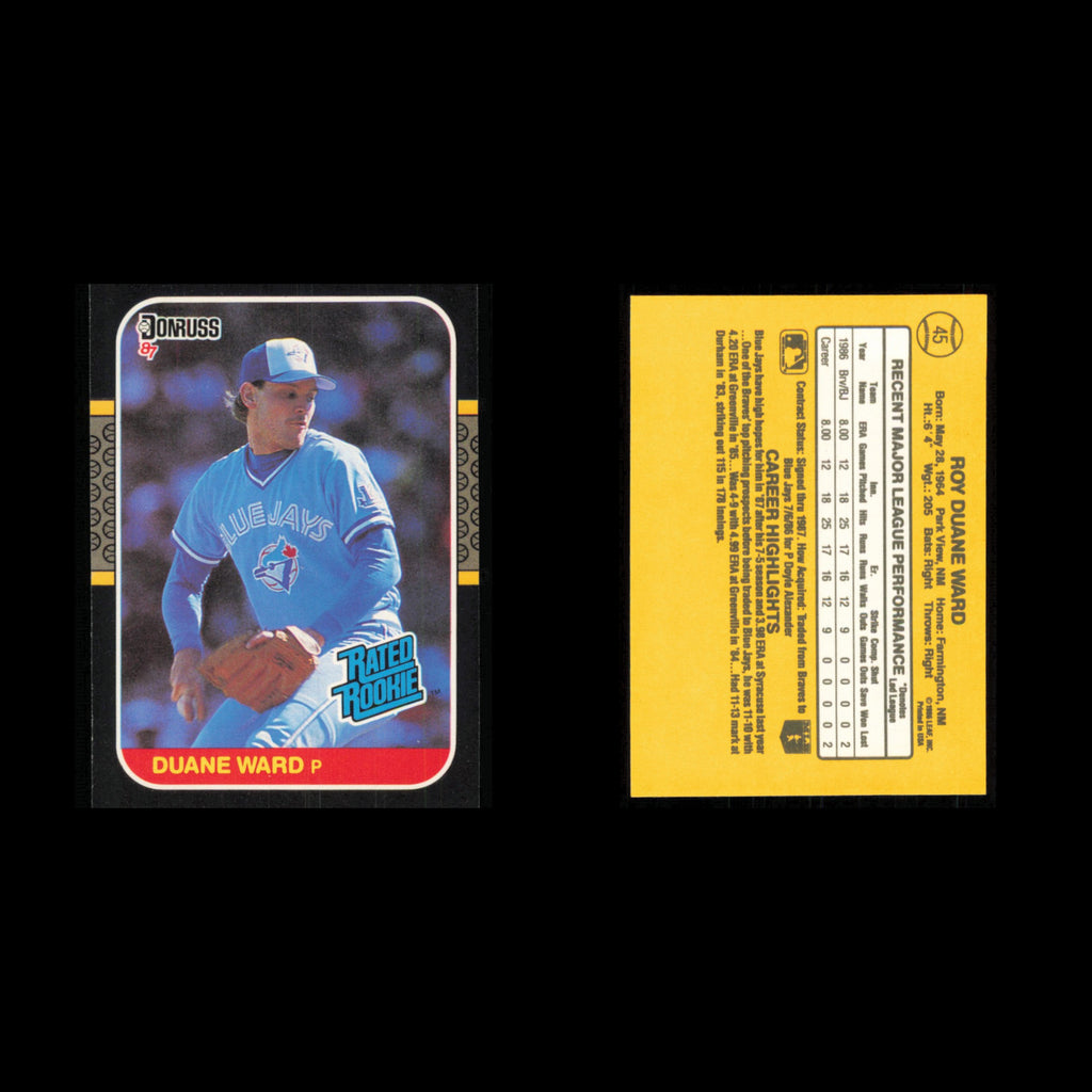 Duane Ward Rookie Lot 4 Baseball Cards 1987 Donruss Toronto Blue Jays Set MLB NM