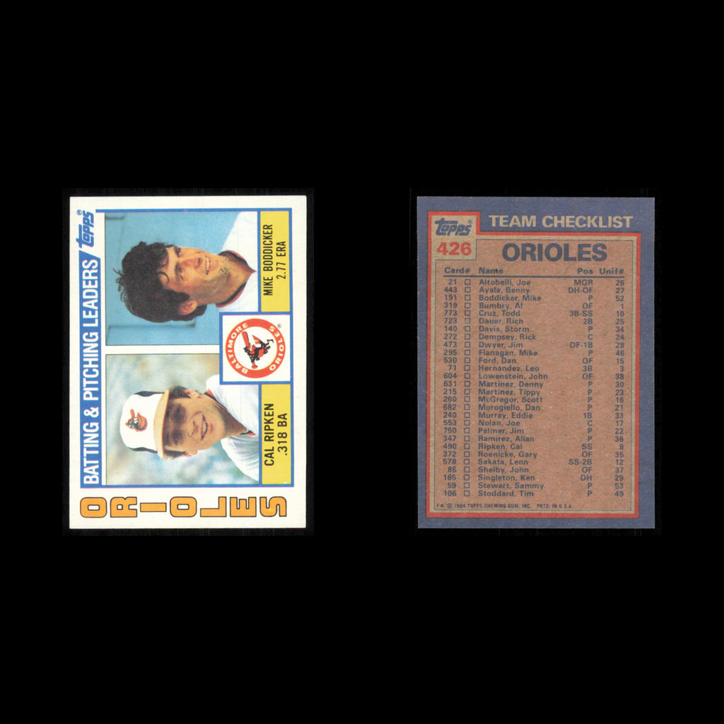 Cal Ripken Lot 4 Baseball Cards 1984 Topps Baltimore Orioles Set Collection MLB