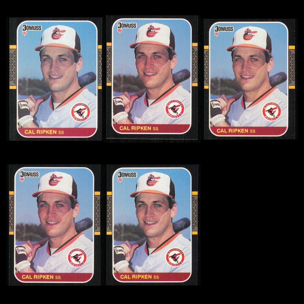 Cal Ripken Lot 5 Baseball Cards 1987 Donruss Baltimore Orioles Set Collection NM