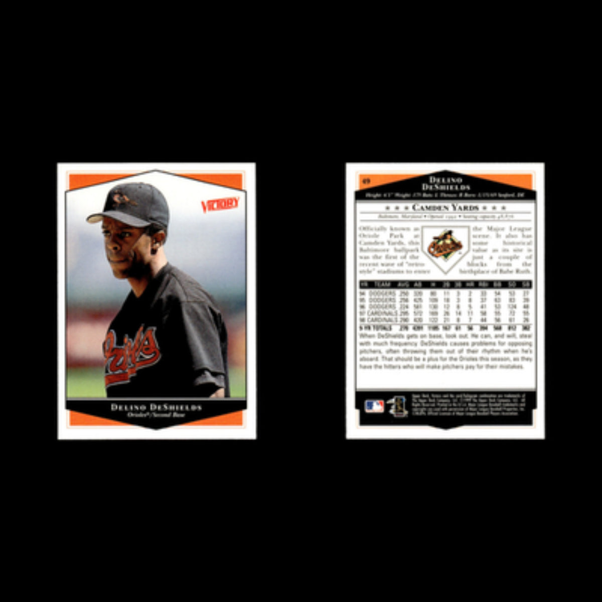Delino DeShields #49 1999 Upper Deck Victory Baltimore Orioles Baseball Card MLB
