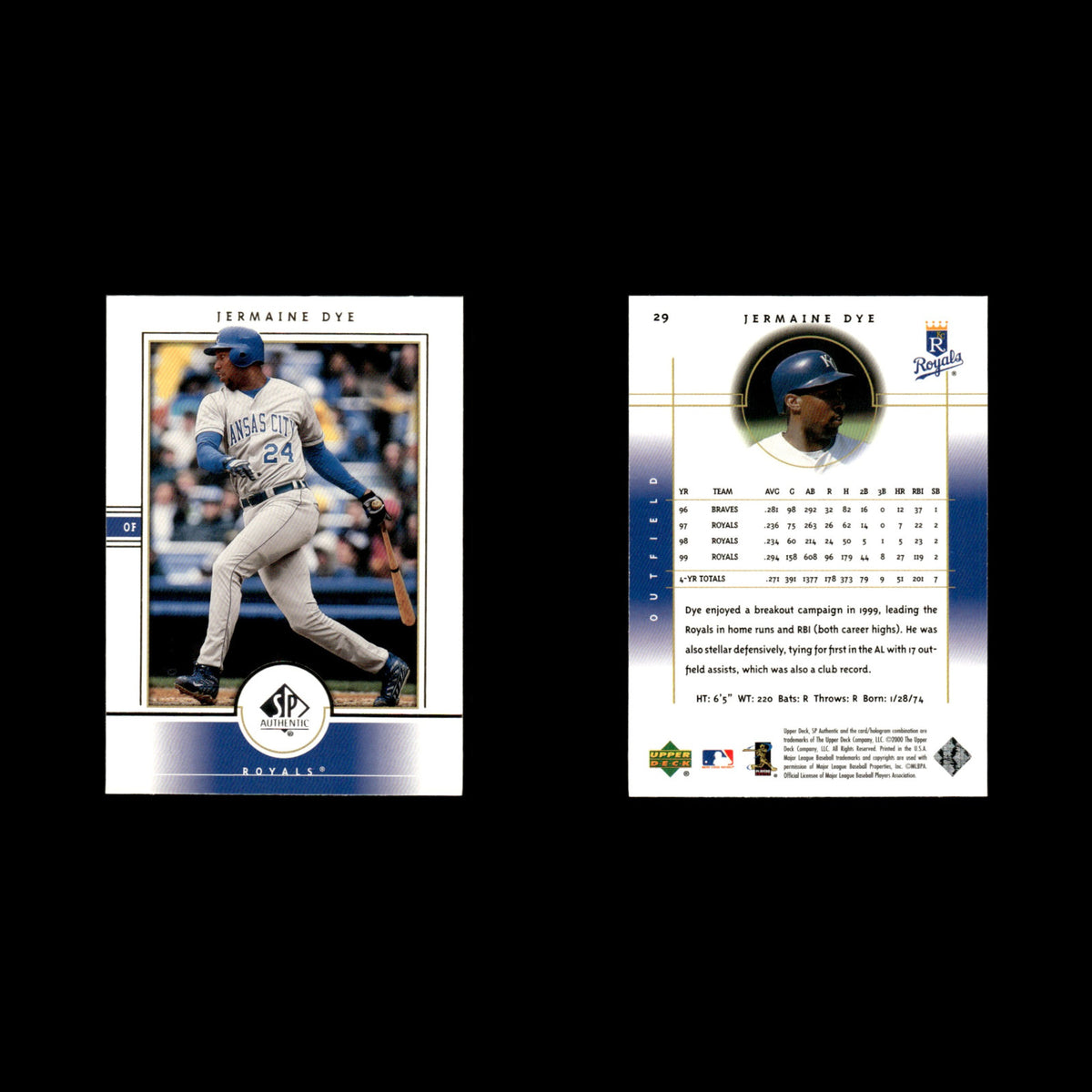 Jermaine Dye #29 2000 SP Authentic Kansas City Royals Baseball Card MLB NM