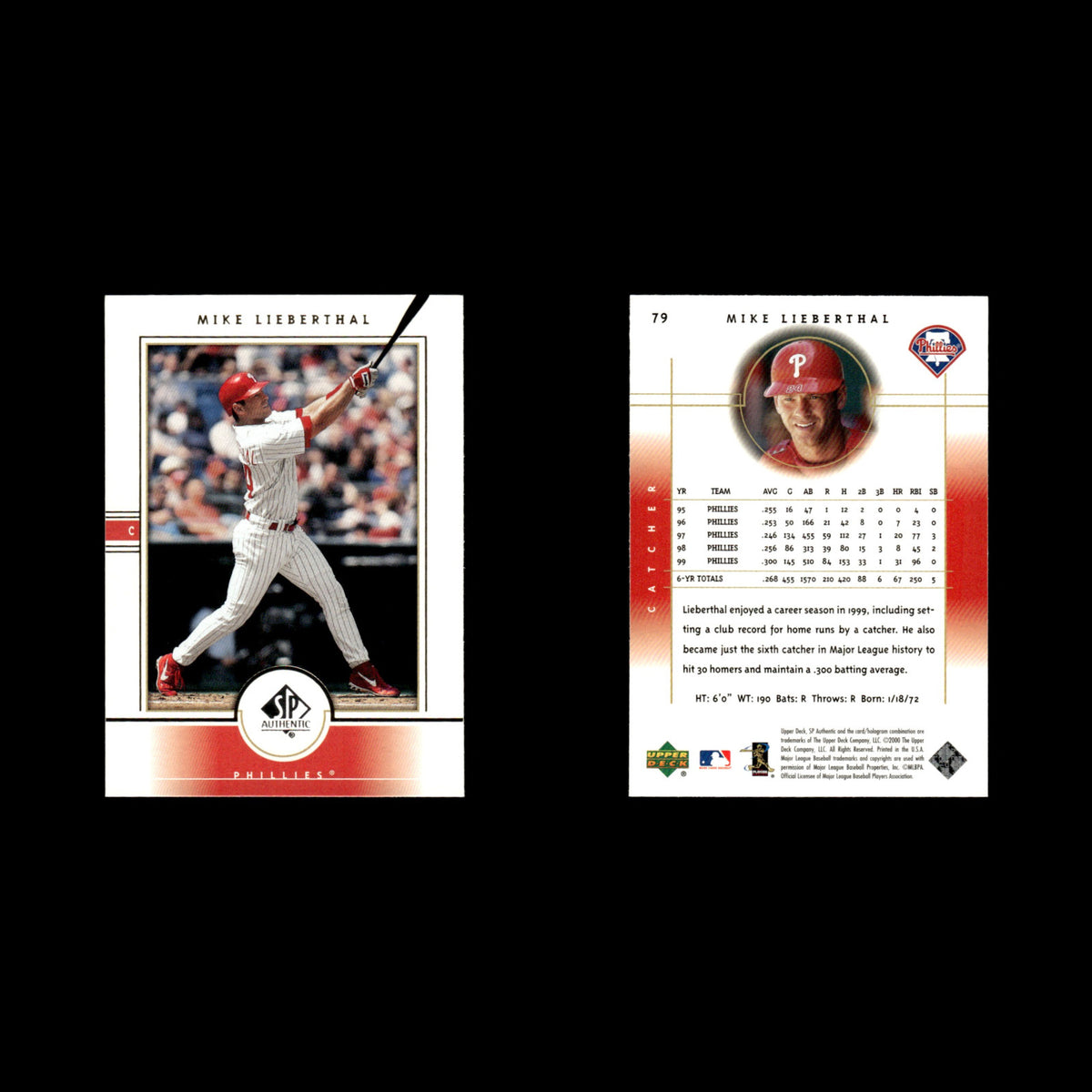 Mike Lieberthal #79 2000 SP Authentic Philadelphia Phillies Baseball Card MLB NM
