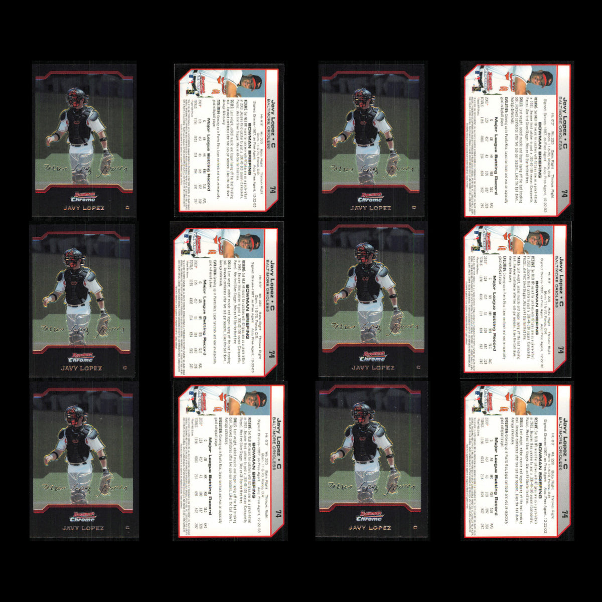 Javy Lopez Lot 87 Baseball Cards 2004 Bowman Chrome Baltimore Orioles Set MLB NM