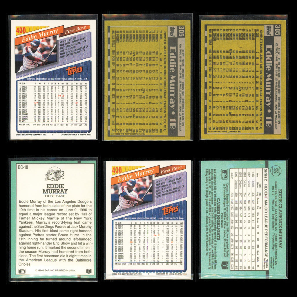 Eddie Murray Lot 6 Baseball Cards 1993 Topps New York Mets Set Collection MLB NM