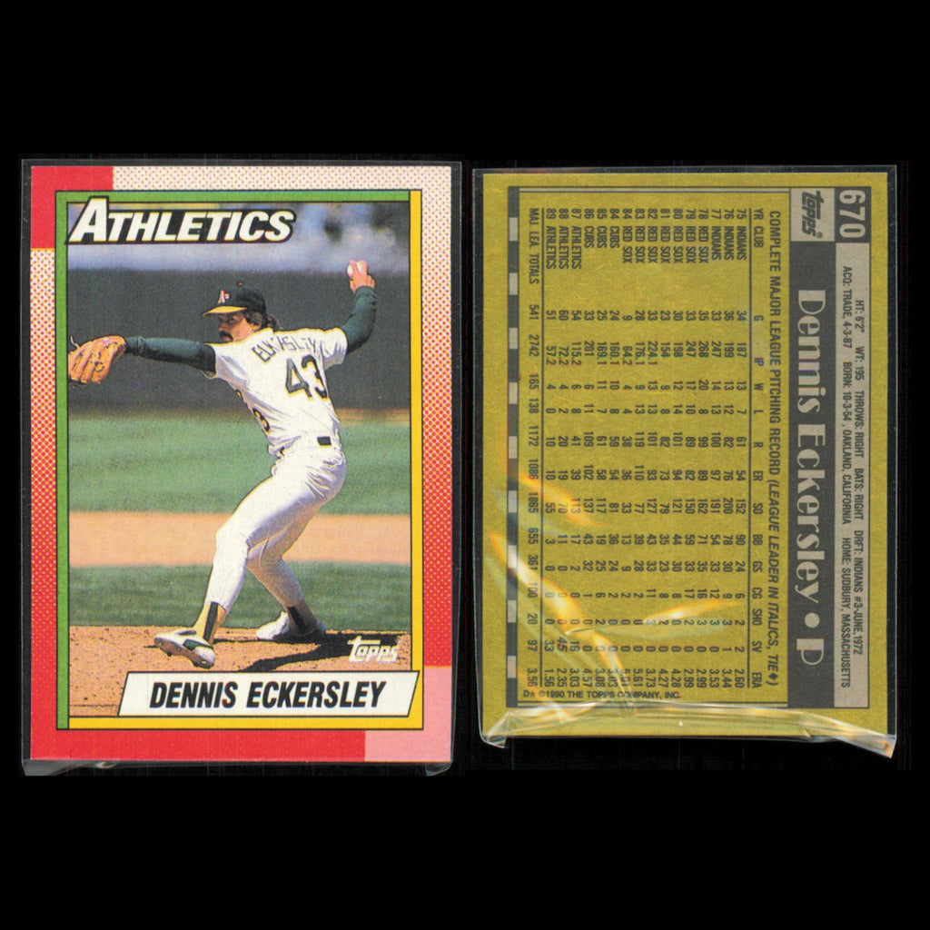 Dennis Eckersley Lot 5 Baseball Cards 1989 Fleer Oakland Athletics Set MLB NM