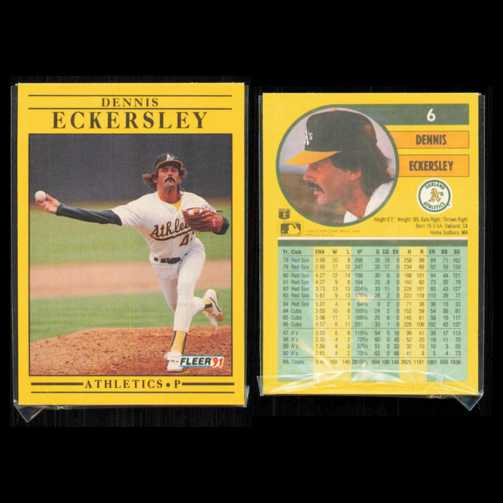 Dennis Eckersley Lot 5 Baseball Cards 1989 Score Oakland Athletics Set MLB NM